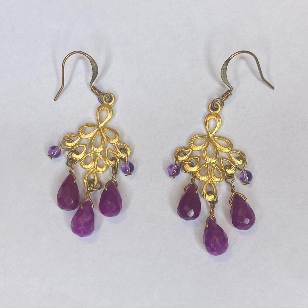 Dangly Pink Crystal Bead Earrings